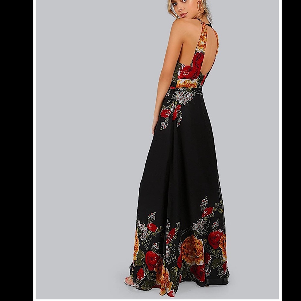 🆕Halter Neck Vintage Floral Print Maxi Dress - Picture 2 of 4